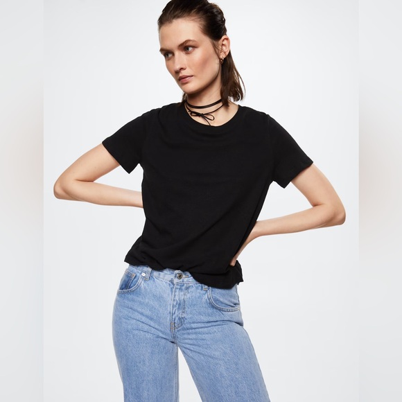 Mango Cotton Linen T-Shirt Black - Picture 5 of 7